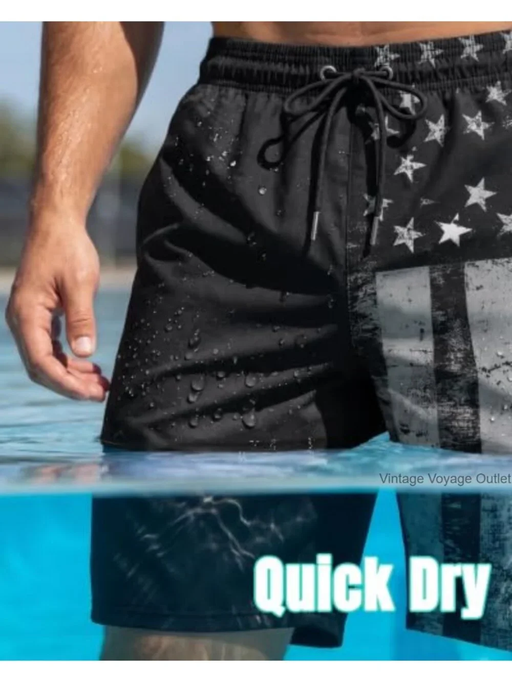 Men's Quick Dry Swim Trunks with Compression Liner and Zipper Pockets